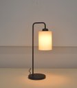 Ver imagem 3 de Kit2 Abajur Luminária Mesa Retro Preto com Cúpula Tecido Cru