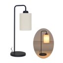 Ver imagem 2 de Kit2 Abajur Luminária Mesa Retro Preto com Cúpula Tecido Cru
