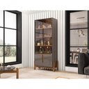 Ver imagem 3 de Cristaleira Retrô Cherie Pérola Cedro 4 Portas 3 Prateleiras MDF-MDP 85cm Cinza