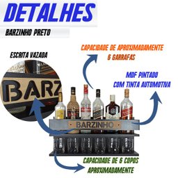 Barzinho para Sala Barzinho de Parede - Bar Doce Bar - Preto - 7