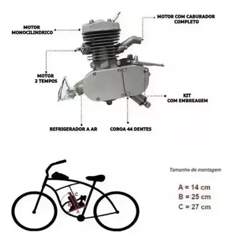 Combo Motor 80cc Motorizado P/ Bicicleta A Gasolina Completo - 2