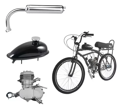 Combo Motor 80cc Motorizado P/ Bicicleta A Gasolina Completo - 1
