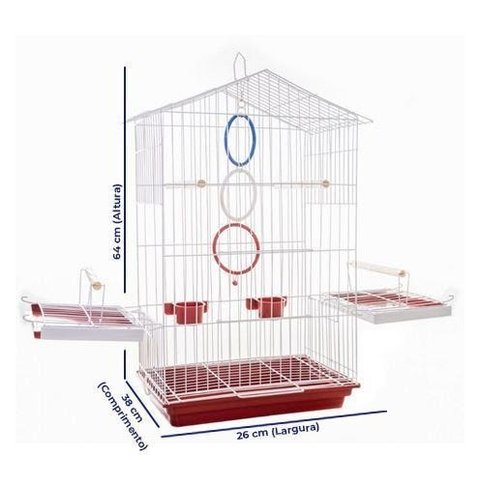 Gaiola para Calopsita Mansa Contrera Luxo Epoxi Vm