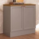 Ver imagem 2 de Balcão com Tampo 80 Cm 2 Portas Unna Gris Carvalho Oak Poliman