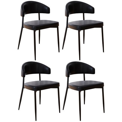 Cadeira de Jantar Estofada Kit 4 Chloe M25 Sintético Preto - Mpozenato