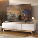 Ver imagem 4 de Rack para Tv até 75 Polegadas 180cm 3 Portas Retrô Multimóveis Mp1102 Branco/madeirado
