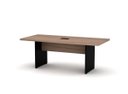 Ver imagem 1 de Mesa de Reunião com Caixa de Tomada 200 x 90 cm Pé Painel PE40 em MDP Noce Naturalle Base Preta
