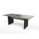Ver imagem 1 de Mesa de Reunião com Caixa de Tomada 200 x 90 cm Pé Painel PE40 em MDP Nogueira CasaBlanca Base Preta