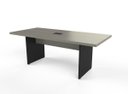Ver imagem 1 de Mesa de Reunião com Caixa de Tomada 200 x 90 cm Pé Painel PE40 em MDP Nogueira CasaBlanca Base Preta