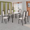 Ver imagem 1 de Conjunto de Mesa Tubular Tampo Vidro com 6 Cadeiras Lara Prata/Bege