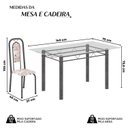 Ver imagem 3 de Conjunto de Mesa Tubular Tampo Vidro com 6 Cadeiras Lara Prata/Bege