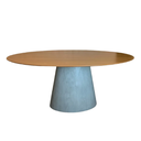 Ver imagem 1 de Mesa de Jantar Cone Oval 137x90 Cm Tampo Madeira Freijó Base Cimento Queimado Linn Shop Mesa de Jant