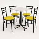 Ver imagem 1 de Conjunto Mesa Preta 70x70cm Tampo Branco com 4 Cadeiras Epoxi