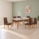 Ver imagem 1 de Conjunto de Mesa de Jantar Dublin 180 Tp MDF Vidro Canto Copo 6 Cadeiras Estela