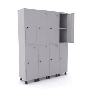 Roupeiro de Aço 4 Vãos 8 Portas com Prateleira Interna Pandin