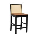 Ver imagem 1 de Banqueta Média Pérola Madeira Maciça com Telinha c/ 62cm Altura - Preto Assento Ripado Amêndoa