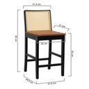 Ver imagem 2 de Banqueta Média Pérola Madeira Maciça com Telinha c/ 62cm Altura - Preto Assento Ripado Amêndoa