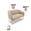 Ver imagem 5 de Kit 01 Namoradeira 02 Lugares e 01 Poltrona Stella Suede Marrom Rato Pés Palito Natural - D'Rossi