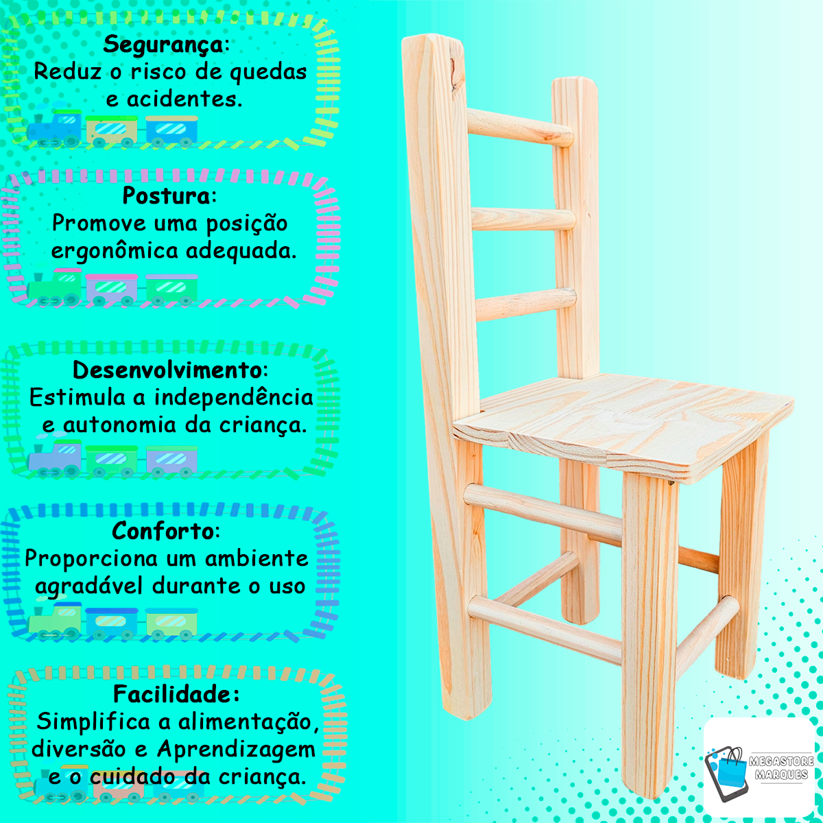 Conjunto Mesa e Cadeira Infantil de Madeira Maciça Resistente - 4