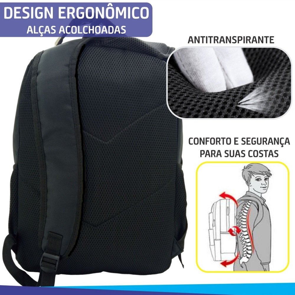 Mochila Bolsa Bag Executiva Notebook até 18,5 com 45 litros - Preto - 2