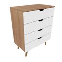 Ver imagem 1 de Cômoda 68x92,5cm 4 Gavetas Amêndoa Cm8026 Cor: Amêndoa/branco