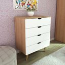 Ver imagem 2 de Cômoda 68x92,5cm 4 Gavetas Amêndoa Cm8026 Cor: Amêndoa/branco