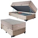 Ver imagem 1 de Cama Box Baú Suede Solteiro + Colchão Sereneprime Molas Ensacadas 88x188x69 Bege