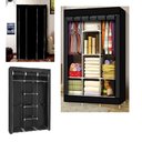 Ver imagem 4 de Guarda Roupa Cabideiro Portatil Prateleiras Dobravel Armario Arara Grande Organizador Preto