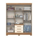 Ver imagem 3 de Guarda-Roupa Casal 4 Portas 3 Gavetas Ripado Nature Off White Briz B375 MDP com Pés