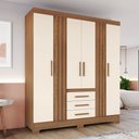 Ver imagem 4 de Guarda-Roupa Casal 4 Portas 3 Gavetas Ripado Nature Off White Briz B375 MDP com Pés