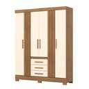 Ver imagem 5 de Guarda-Roupa Casal 4 Portas 3 Gavetas Ripado Nature Off White Briz B375 MDP com Pés
