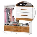 Ver imagem 5 de Guarda-roupa Solteiro Aria 6 Portas 6 Gavetas com Pés e Espelho Branco/cinamomo - Pnr Móveis