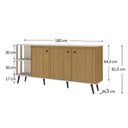 Ver imagem 3 de Buffet Aparador Toronto 180cm 3 Portas Lâmina Cor Mel/Arenas - Ozini Móveis