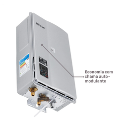 Aquecedor de Água a Gás Eletrônico E27 Rinnai Gn Prata - 6