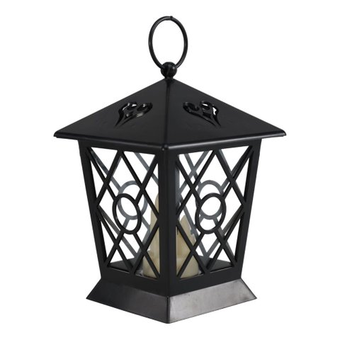 Lanterna Decorativa com Vela em LED Preto/Incolor 11,50 x 16 cm - 3116513 - Cromus