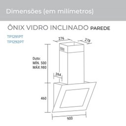 Coifa de Parede Onix Vidro Preto Inclinado 90 Cm Suggar - 2