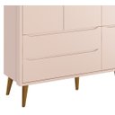 Ver imagem 3 de Guarda-Roupa Retrô 3 Portas Théo New Rosa Fosco com Madeira - Reller