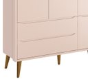 Ver imagem 3 de Guarda-Roupa Retrô 3 Portas Théo New Rosa Fosco com Madeira - Reller