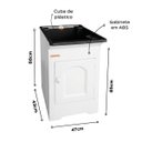 Ver imagem 2 de Gabinete Tanque com Esfregador 26 Litros Espaço Torneira Branco/Preto MAKO001