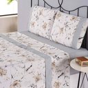 Ver imagem 2 de Jogo de Cama Completo Casal Queen Size Percal 180 Fios Estampado Ponto Palito Algodão 4 Peças Cinza
