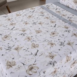 Jogo de Cama Completo Casal Queen Size Percal 180 Fios Estampado Ponto Palito Algodão 4 Peças Cinza - 3