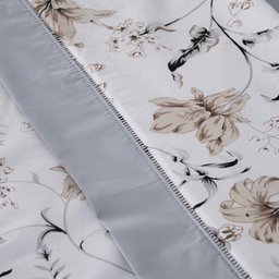 Jogo de Cama Completo Casal Queen Size Percal 180 Fios Estampado Ponto Palito Algodão 4 Peças Cinza - 4
