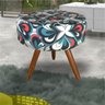 Puff Redondo Decorativo para Sala ou Quarto Pp Floral Azul - 2