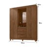 Guarda Roupa Casal Canela em MDF 4 Portas 3 Gavetas com Espelho e Pés Madeform - 6