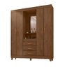 Guarda Roupa Casal Canela em MDF 4 Portas 3 Gavetas com Espelho e Pés Madeform - 2