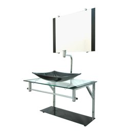 Gabinete de Vidro 60cm para Banheiro Cuba Retangular Preto - DaHora - 2