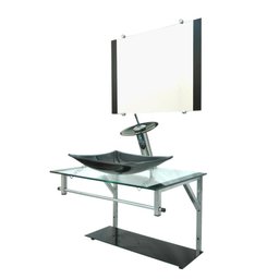 Gabinete de Vidro 60cm para Banheiro Cuba Retangular Preto - DaHora - 1