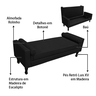 Recamier Baú Fênix para Cama Queen 160cm Suede Preto - Incasa Decor - 5
