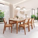 Ver imagem 2 de Conjunto Sala de Jantar 8 Lugares Baobá 2,10m Tauari com Cadeiras Bella com Vidro Temperado -