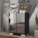 Ver imagem 7 de Aparador Buffet 4 Portas Com Espelho E Pés Quadrados Vegas V3560 Preto/Branco Preto/Branco
